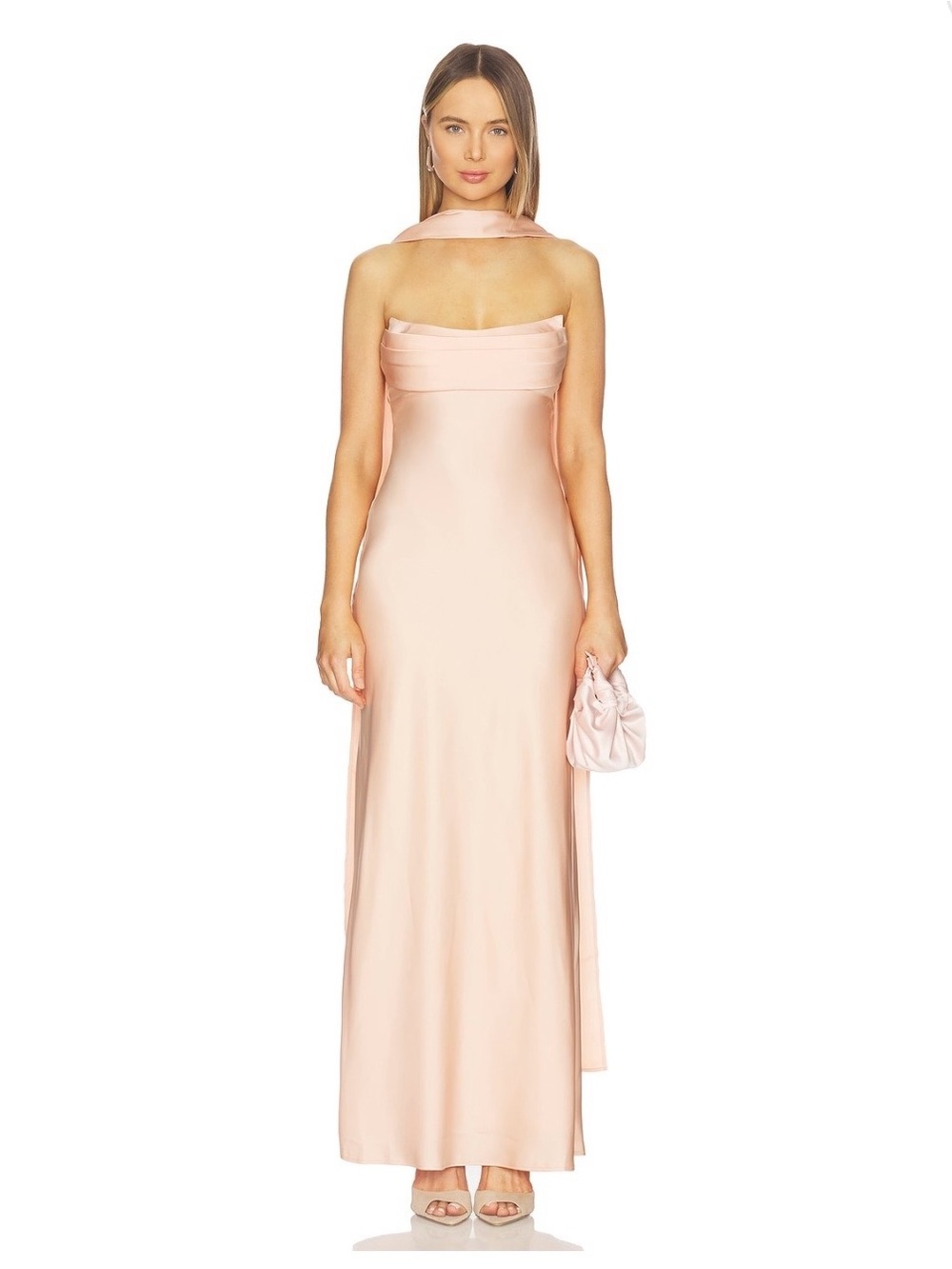 Strapless Blush Pink Satin Evening Gown